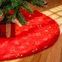 Christmas Tree Skirt Red, 36 Inch Large Soft Plush Xmas Tree Skirts, Double Layer Luxury Tree Skirt w/Silver Snowflake Sequin, Christmas Trees Decoration for Holiday Party Indoor Party Home Decor
