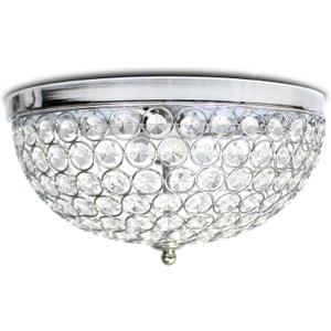 Elegant Designs FM2006-CHR 13" Glimmering Gem 2-Light Ceiling Flush Mount, for Living Room, Bedroom, Entryway, Hallway, Chrome
