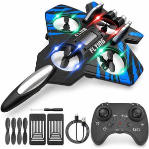 Foam RC Airplane for Kids & Adults, Easy to Fly Remote Control Fighter Jet with LED Lights, 360 Flip Stunt RC Plane, Durable EPP Foam, 2 Batteries, Outdoor Airplane Toy Gift for Boys Ages 8-16