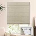 LazBlinds No Tools No Drill Cordless Roman Shades for Windows, Blackout Thermal Insulated UV Blocking Window Blinds, Lightweight Fabric Blinds for Indoor Windows, 34.5" W x 48" H, Blackout - Beige