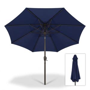 9 Ft Outdoor Patio Market Umbrella with Crank Handle & Push-Button Tilt – Heavy-Duty Bronze Steel Pole, 8 Ribs, Water-Resistant UV Protection Canopy for Backyard, Deck, Garden & Poolside (Navy Blue)