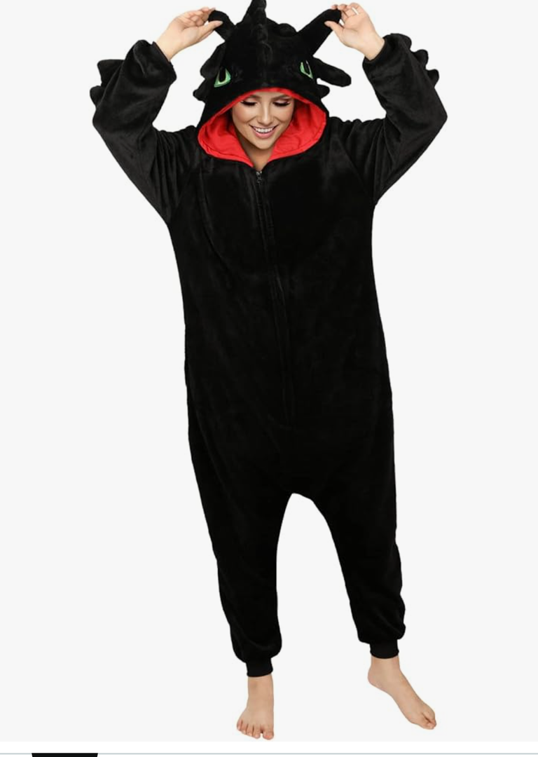 Adults Toothless Onesie Dragon Hoodie Pajamas for Men Women Halloween Party Cosplay Costumes, Size Medium