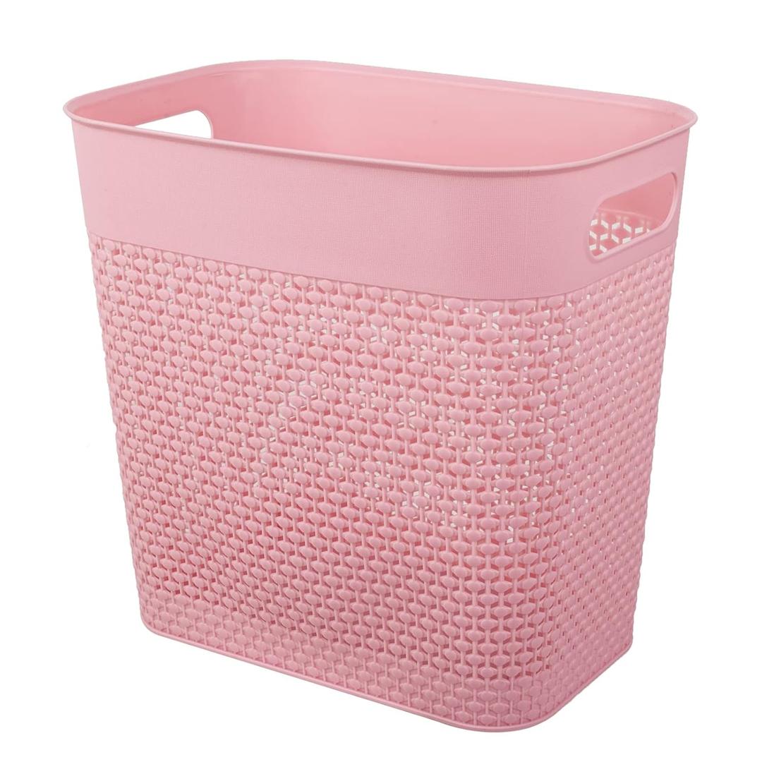 UUJOLY Plastic Can Wastebasket, Garbage Container Basket for Bathrooms, Kitchens, Offices, Kids Rooms (Pink, 3 Gallon), 1 Pack