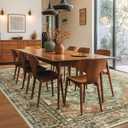 RELEANY Area Rugs 6'x9' Washable Non-Slip, Floral Vintage Distress Print Pattern Medallion Carpet for Living Room Bedroom Dining Room, Brick Red Rust Neutral Brown Burnt Orange Green