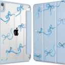 May Chen for iPad (A16) 11th Generation Case 11 Inch 2025, iPad 10th Gen Case 2022 10.9 inch, Built-in Pencil Holder with Shockproof Cover Clear Transparent Back Shell Auto Wake/Sleep, Bows Blue