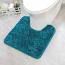 MIULEE Teal Toilet Rugs U-Shaped，Soft Absorbent Microfiber Bathroom Rugs Non Slip Quick Dry Fluffy Contour Bath Mats for Toilet Base Bathroom Floor, Machine Washable, 20x20 Inch