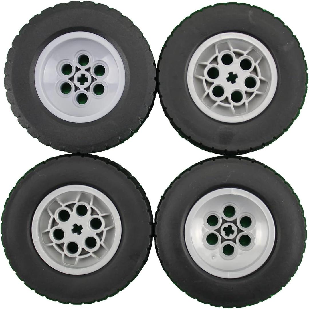 Building Blocks Technic Parts 4 pcs TYRE Dia. 62X20 & Rim Dia. 43.2 X 18 Compatible with Lego for Kids Boys Toy