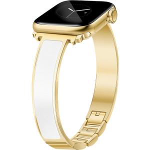Gold Slim Watch Bands for Women Compatible with Apple Watch 42mm(S3/2/1) 44mm 45mm 46mm 49mm Jewelry Dressy Bracelet Metal Strap Adjustable for iWatch Series 10/9/8/7/6/5/4/3/2/1/SE/Ultra