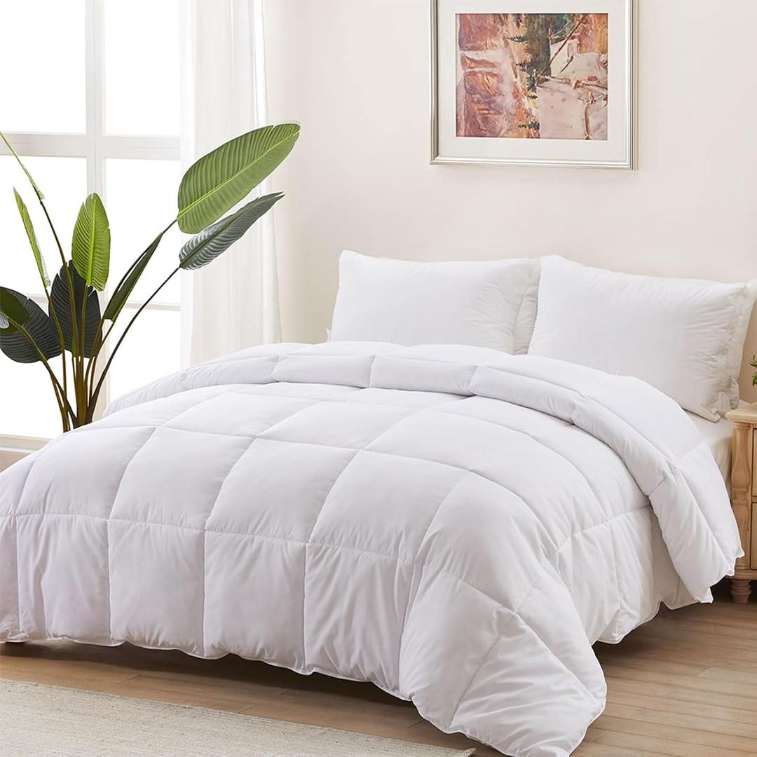 ACCURATEX Duvet Insert Super King Comforter 120x120- Fluffy Down Alternative Fill Hotel Collection Comforter,Lightweight Soft All Season Duvet Insert with Corner Tabs - Machine Washable,White