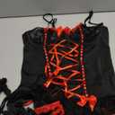 Sexy Mesh Corset Ruffle Lace Up Underwire Sheer Garter Belt Babydoll Lingerie Set With Thong 3 Piece Women (Large, Black Red)