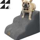 Dog Stairs to high beds, 3-Step Small Large Dog Steps for Couch/ Bed, 2 3 4 5 Step Dog Pet Stairs & Steps for Small Dogs and Cats, with Non-Slip Sticker Balanced Dog ramp Indoor Step, 30D Grey