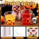 100 Pcs Gothic Christmas Plastic Cups Bulk 16 oz Disposable Pink Bat Spooky Party Christmas Cups for Creepy Nightmare Party Supplies Cold Drinks