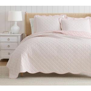 Martha Stewart - Queen Quilt Set, 100% Soft & Breathable Bedding with a Lightweight Feel for Year Round Comfort, 3 Piece Bed Set with Matching Pillowcases (Olivia Gingham Pink)