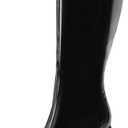 SOVANYOU Black Leather Boots Platform Boots for Women Square Toe Chunky Block Heeled Boots (9)
