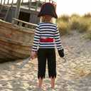 IKALI Pirate Costume for Kids Boys,Toddler Pirate Role Play Dress Up with Bandana, Cutlass, Hat 3-10 Years (Black)