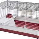 MidWest Homes for Pets 158 Wabbitat Deluxe Rabbit Home, Rabbit Cage, 39.5 L x 23.75 W x 19.75 H Inch, Maroon/White