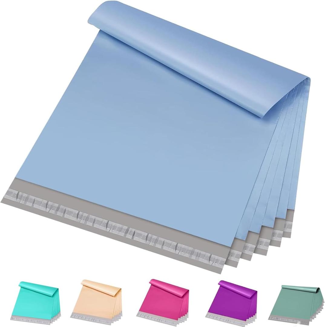 Metronic Poly Mailers 12x15.5 100 Pack, Medium Size Shipping Bags for Clothing, Strong Self-Seal Mailers Poly Bags Shipping Envelopes, Thick Mailing Bags Package Bags for Small Business, Light Blue, 12x15.5 100 pieces