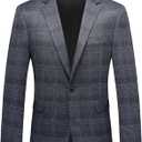 Iynnijoy Men's Plaid Blazer Casual Sports Coat Slim Fit Plaid Suit Jackets for Party Wedding L