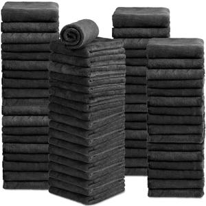 Newwiee 72 Pack Microfiber Bleach Proof Towels Bulk for Salon 18 x 30 Inch Dry Lint Free Hair Drying Hand Towels for Hair, Gym, Bath, Spa, Shaving, Barber(Black)