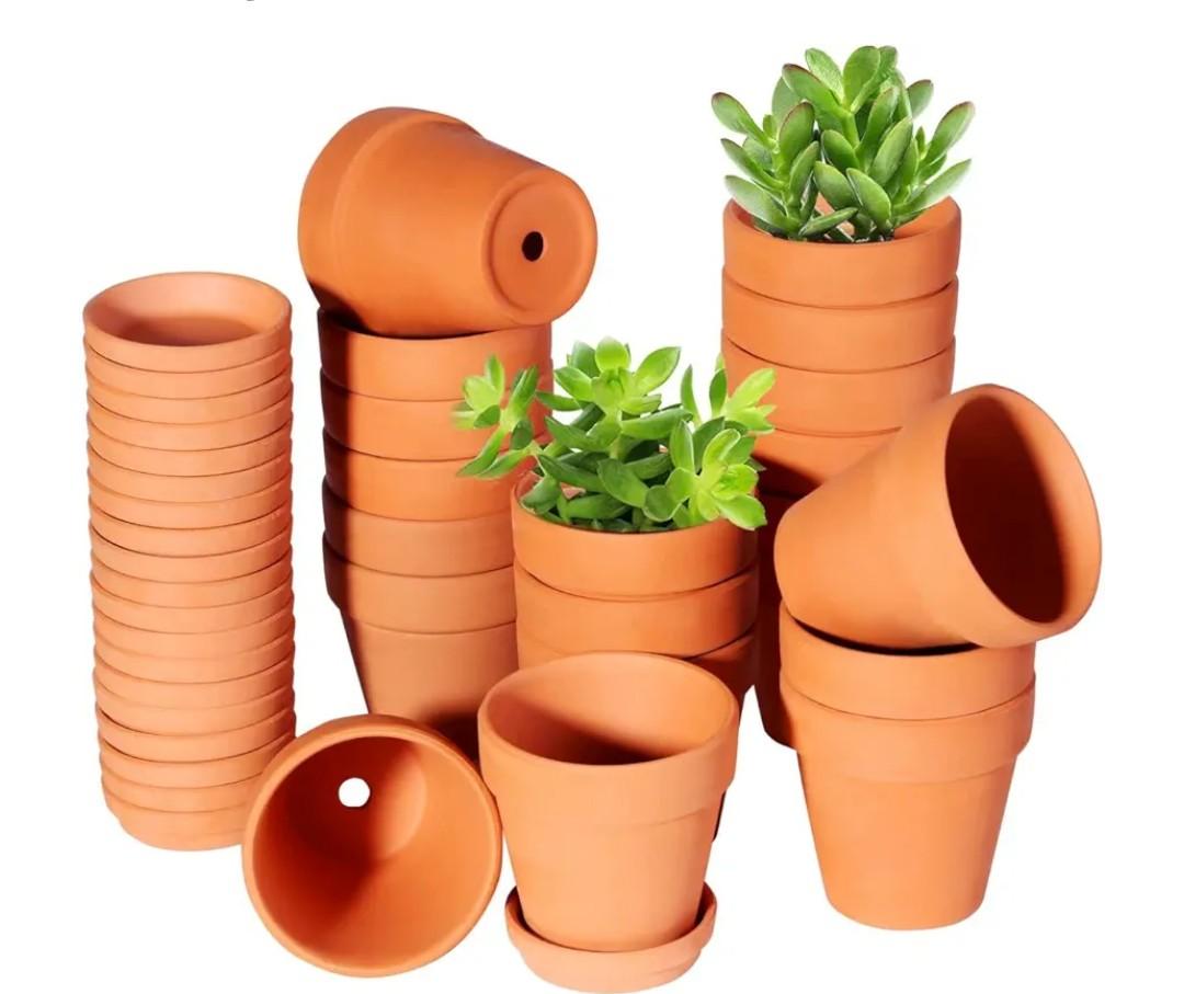 3 Inch Terracotta Pots with Saucer-20 Pack，Cactus Terra Cotta Flower Pot with Drainage，Succulent Nursery Clay Pots Great for Plants,DIY Crafts, Wedding Favor