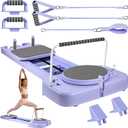 Upgraded Foldable Pilates Reformer for Home Gym - Portable Pilates Board Equipment Kit with Resistance Bands & Handles, Full Body Workout Machine for Women, Core, Ab, Stretch, Balance Exercise