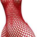 OYOANGLE Women's Fishnet Dress Bodysuit Hollow Out Lingerie Chemise Nightwear, One Size