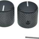 4pcs Aluminium Guitar/Bass Knobs Volume/Tone Control Knob 1/4" Metal Universal Potentiometer Pot Knobs with Set Screw and Indicator for Tele/Telecaster/P Bass Black