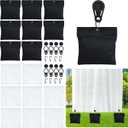 8 Pack 3.8LB Outdoor Curtain Weights, 8"x8" Curtain Weights Bag Drapery Weights Bottom with Tarp Clips and Hooks for Heavy Wind Outside, Tablecloth (Black)