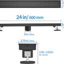 Linear Shower Drain with Tile Insert Panels, 24 Inch Black 304 Stainless Steel Rectangle Shower Floor Drain, with Hair Catcher, Adjustable Feet, Fits Bathroom, Balcony