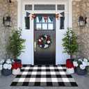 CAINANEL Buffalo Plaid Outdoor Rug Front Door Mat 27.5'' x 43'' Black and White Front Porch Rug Welcome Doormats for Farmhouse Entrance Porch Outdoors Decor