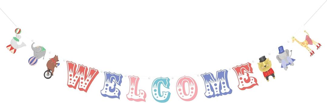 Cheerland Circus Banner Welcome To The Circus Banner Kids Birthday Party Decorations Animal Garland Carnival Theme Classroom Circus Door Decoration Lion Hanging Wall Decor Baby Shower Party Supplies