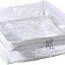 6 Packs 10.2 x 10.2 x 2.8 Inch Clear Plastic Sweater Bags Clear Clothing Pouches with Zipper Rectangle PVC Transparent Cosmetic Bags for Clothes Blankets Linen Quilt Pillow Organizer Storage