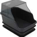 Mr Catman XX-Large Hooded Sifting Litter Box for Pine Pellets -27"x20"x17" Extra Large Cat Litter Box with Lid for Big Cats, Multi-Cat Households, High Sided Sifter Pan & XL Enclosed Waste Storage Box (Dark Grey)