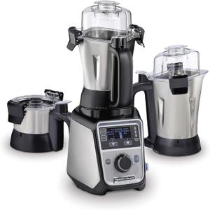 Hamilton Beach Professional 4-in-1 Juicer Mixer Grinder, Commercial-Grade 1400 Watt Motor, 3 Leakproof Jars, For Wet and Dry Spices, Chutneys and Curries, Engineered in India & USA (58770), Stainless