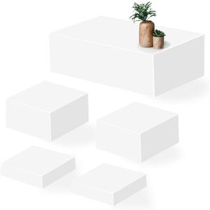 Large Buffet Risers Set of 5, 16"x8"x5" Display Stands, White Acrylic Food Risers for Party, Dessert Table, and Catering, Nesting and Stackable Display Risers