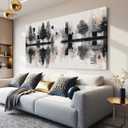 Abstract Landscape Wall Art Decor 20"x40" Black Tree Wall Art For Bedroom
