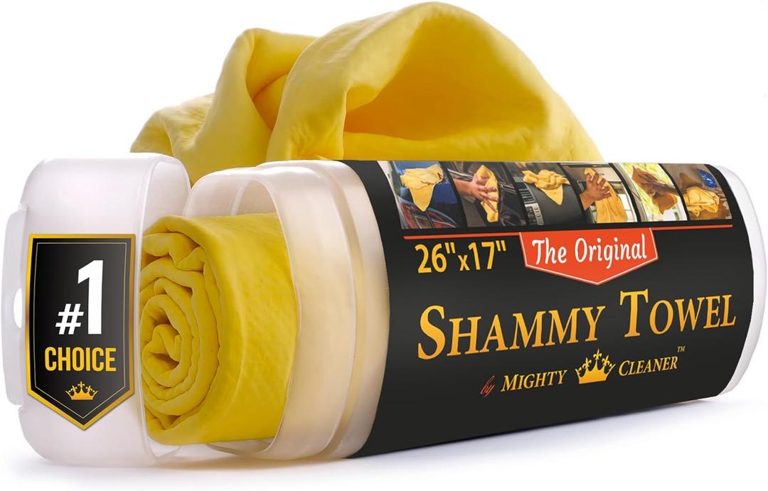 Premium Shammy Cloth for Car Drying - 26x17 - Super Absorbent Chamois Towel for Car - Scratch-Free, Reusable & Soft (Yellow)