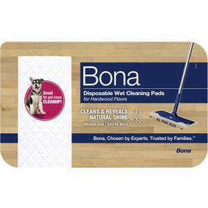 Bona Hardwood Floor Disposable Wet Cleaning Pads - 12 cleaning pads per pack - unscented - Use with Bona Mops - Residue-Free Floor Cleaning Solution for Wood Floors 2 Packs