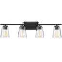 YKLITG 33.75" Vanity Light for Bathroom,4-Light Black and Gold Bathroom Vanity Light Over Mirror with Clear Glass Shade,Modern Brushed Wall Sconce for Dressing Room,Hallway,Kitchen(Trapezoid)