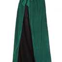 2 x ALIZIWAY Hooded Cape Reversible Velvet Cloak Lined with Satin Renaissance Medieval Halloween Christmas Cosplay Costume (Green, XL)
