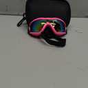 Dog Goggles Small Breed Dog Sunglasses with Adjustable for UV Protection Eyewear Doggy Doggie Puppy Glasses Anti-Fog Wind Dust Snowproof (Pink Frame Red Lens)