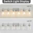 6-Light Bathroom Vanity Light, Brushed Nickel Fixtures Over Mirror, Wall Mount with Clear Glass Shade, Modern Wall Sconce