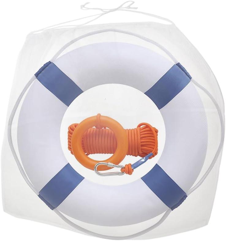 20Inch Throwable Lifebuoy Ring with 98.4FT Floating Rescue Rope - Emergency Flotation Device for Boating, Pool & Outdoor Water Safety, Heavy-Duty Foam Buoy & Perimeter Line Lifeguard Kit