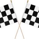 3 x 2pcs 8x11 Inch Checkered Flags, Black and White Checkered Racing Stick Flag with Spear Top Reusable Flag for Kids Birthday Theme Party Sport Events Decorations Supplies