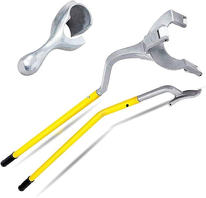 17.5" to 24" Manual Tire Changer Tire Bead Breaker Tool Tire Changing Tool Mount Demount Removal Tool with Extra Bead Keeper Tubeless Truck Bead Breaker Manual Tire Changing Tools 3 Pcs,Yellow