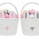 CubesLand Easter Basket Set for Kids & Babies Boys and Girls - 2-Piece Handwoven Cotton Rope Easter Bunny Baskets, Easter Egg Hunt & Gift Giving, Soft & Sturdy Design, Small (Style 5)