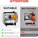 AS Headlight Assembly for 2014 2015 2016 2017 2018 GMC Sierra 1500HD,15-19 GMC Sierra 2500 3500HD Headlights with Chrome Housing Amber Reflector (Not Fits Factory LED DRL or HID)