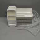 HBlife Makeup Organizer with Brush Holder for Vanity, Large Plastic Bathroom Countertop Organizer Skin Care Storage, Easy to Store Nail Polishes, Perfumes, Eyeshadow Palettes, Pearl All White