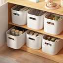 6 Pack White Storage Bins with Lids Stackable Storage Container for Organizing, Small Storage Boxes with Handle for Shelves, Cute Organizer Bins for Craft, Snacks, 9.85x6.9x5.7 inch