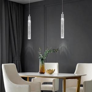 Modern Kitchen Island Pendant Light Dimmable LED Chrome Finish Mini Crystal Pendant Lighting Bedroom Bedside Table Small Pendant Lights2-Pack